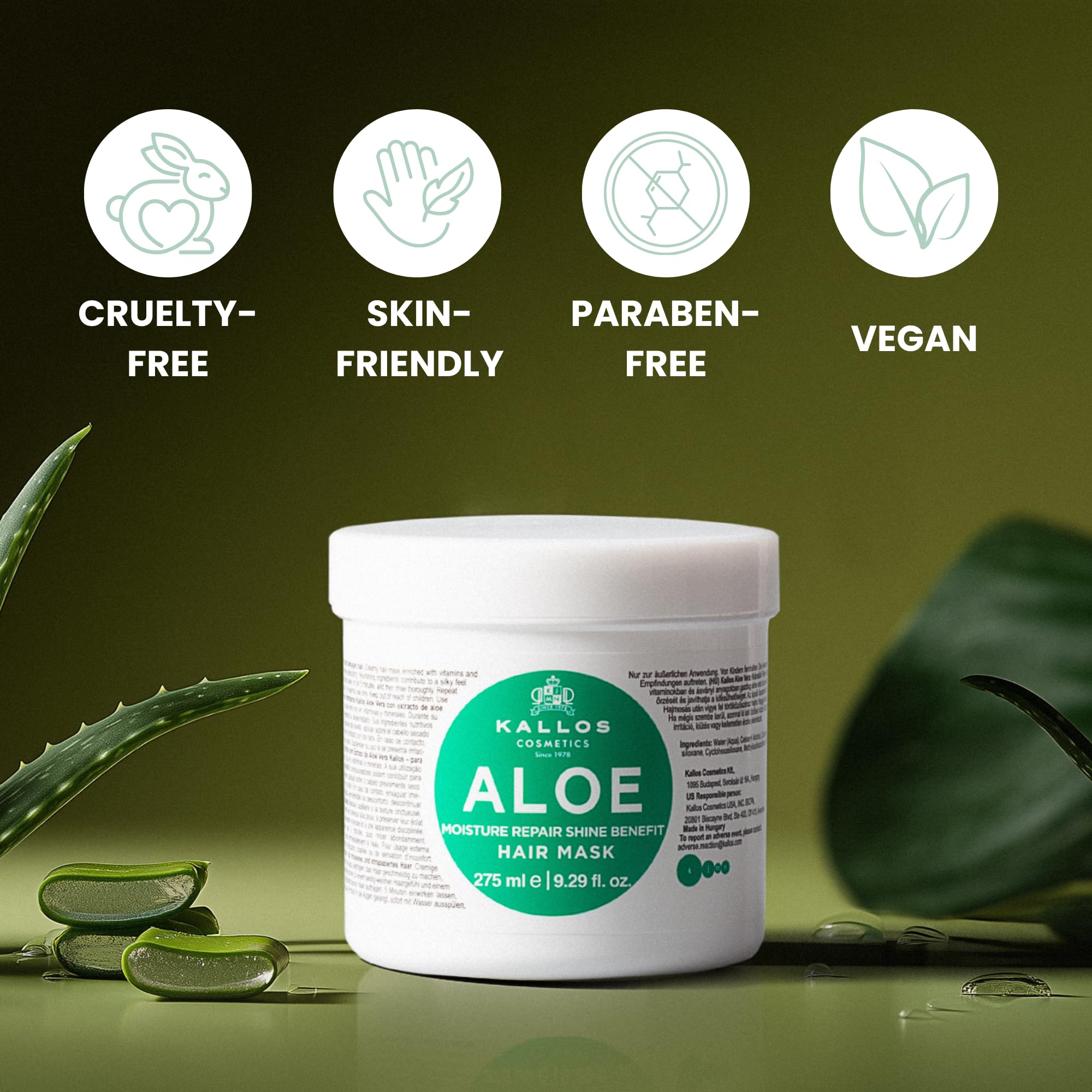 Amazon.com : Kallos KJMN Aloe Moisture Repair Shine Hair Mask with Aloe  Vera Extract & Vitamins 275 ml - 9,29 Fl Oz : Beauty & Personal Care