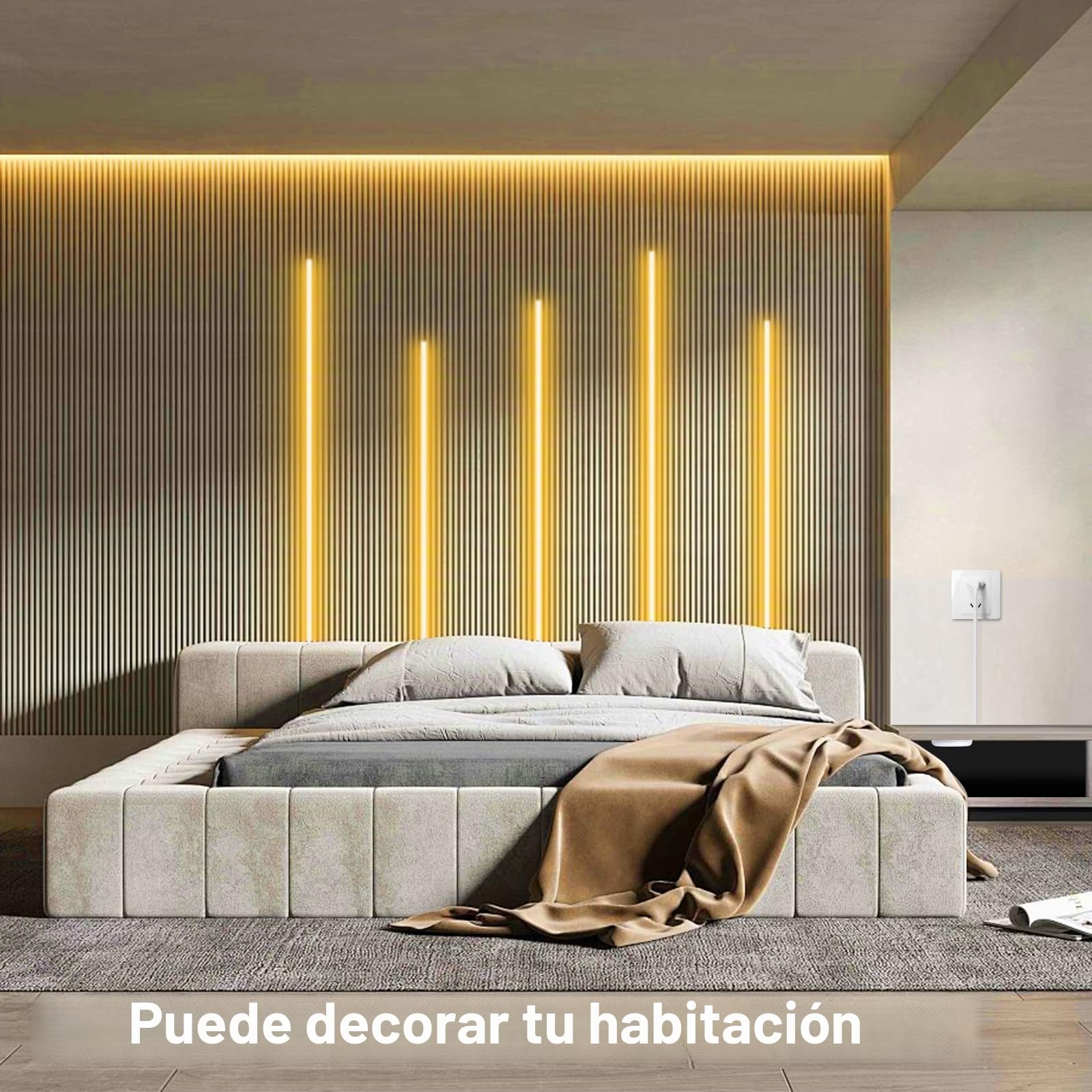 AIMENGTE Lámpara LED para debajo de los muebles, 12 V, cortable, interruptor con sensor COB con divisor, fuente de alimentación de 60 W, luz blanca cálida, iluminación de vitrina, adecuada (3m)