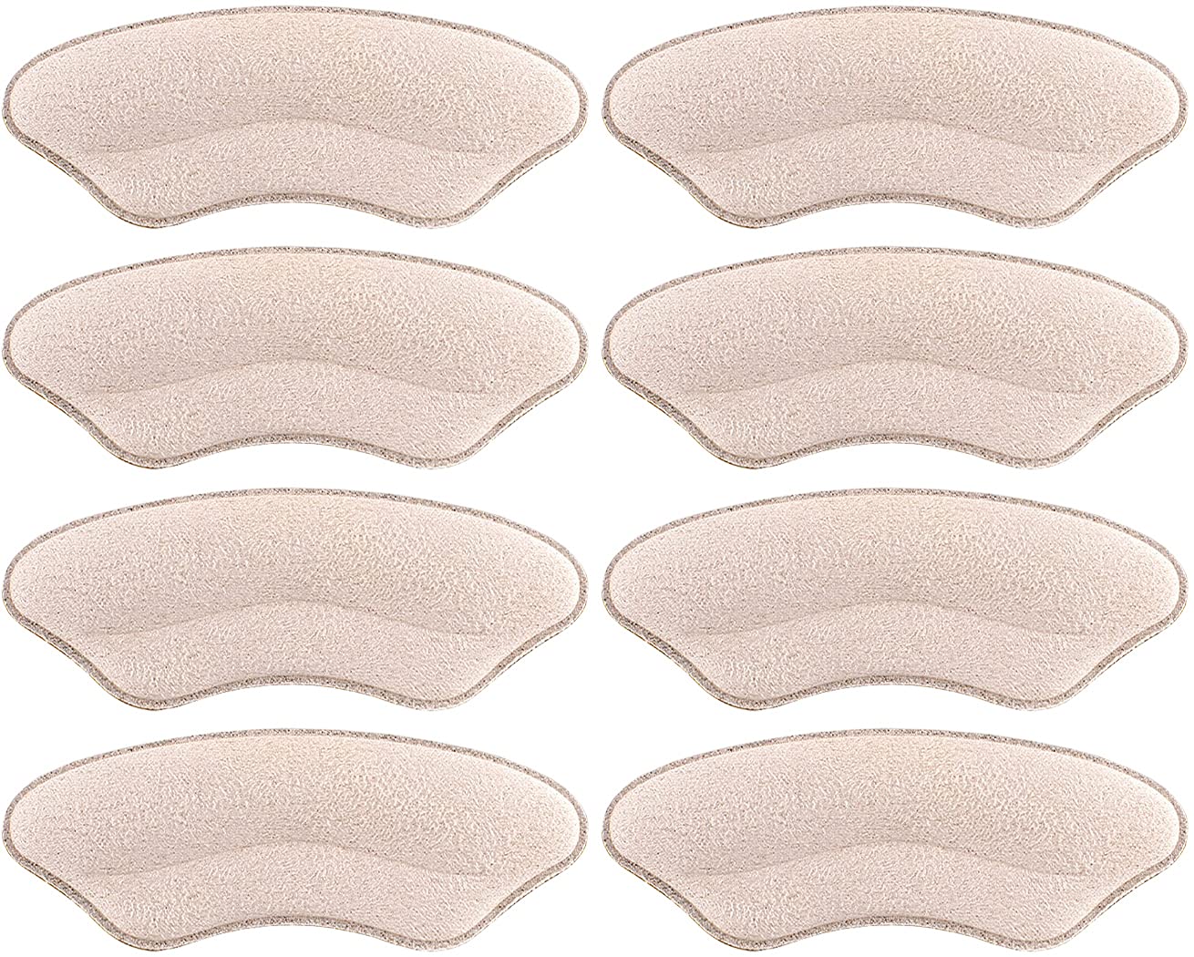 Svowin's Heel Grip Liners Stop Heel Pain, Heel Pads Prevent Slip and Blister, Heel Cushion Inserts for Women and Men, Self-Adhesive Filler for Loose Shoe Fit- 4 Pairs (Beige)