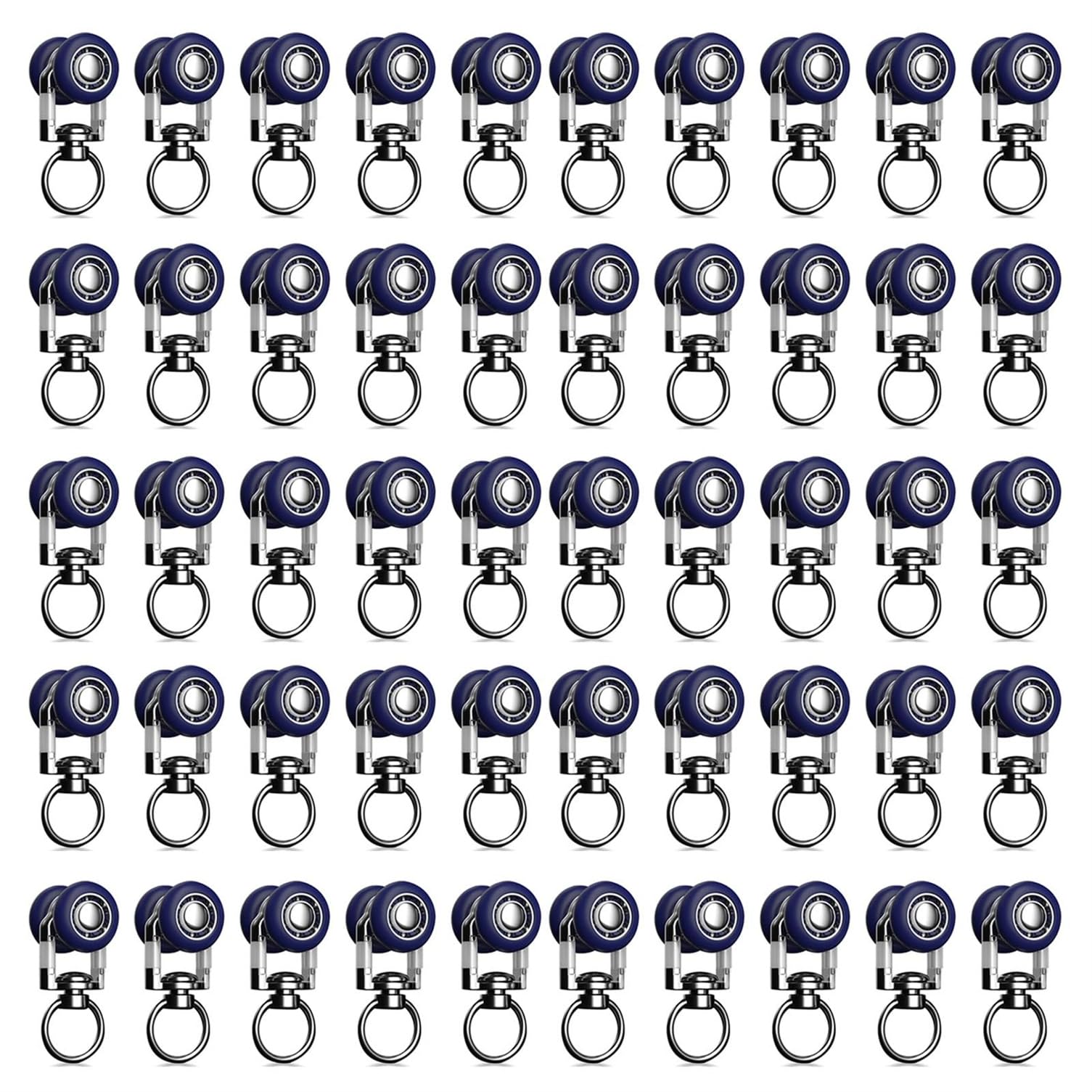 50 x Curtain Track Rollers Silent Pulley with Ring Ceiling or Wall Mount