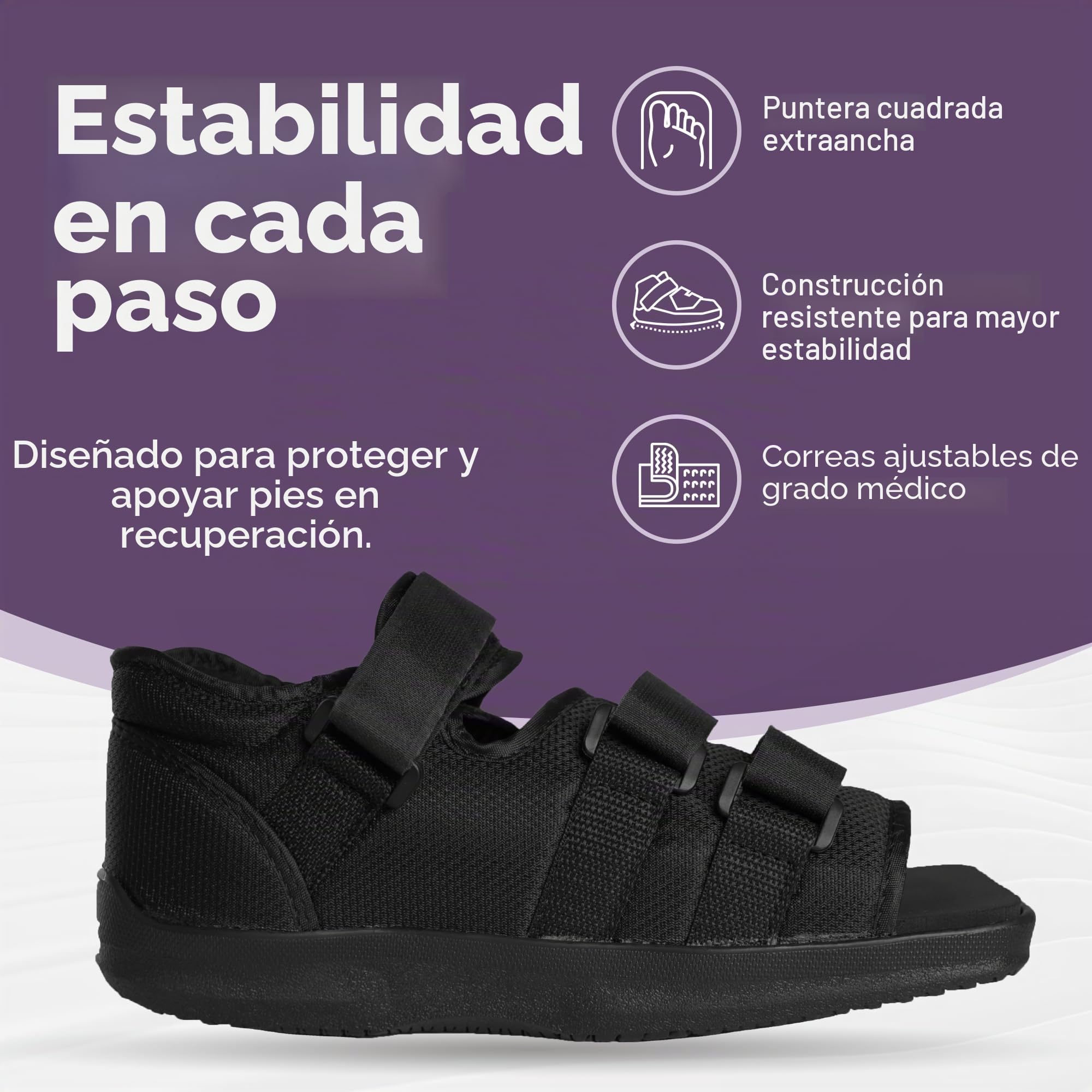 BraceAbility Zapato postoperatorio para pie o dedo roto | Bota médica/quirúrgica para escayola, abrazadera para fracturas por estrés y sandalia ortopédica con suela dura (XL - Hombre)
