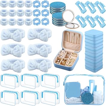 48pcs Spa Sleepover Party Supplies Kit for Girls Blue