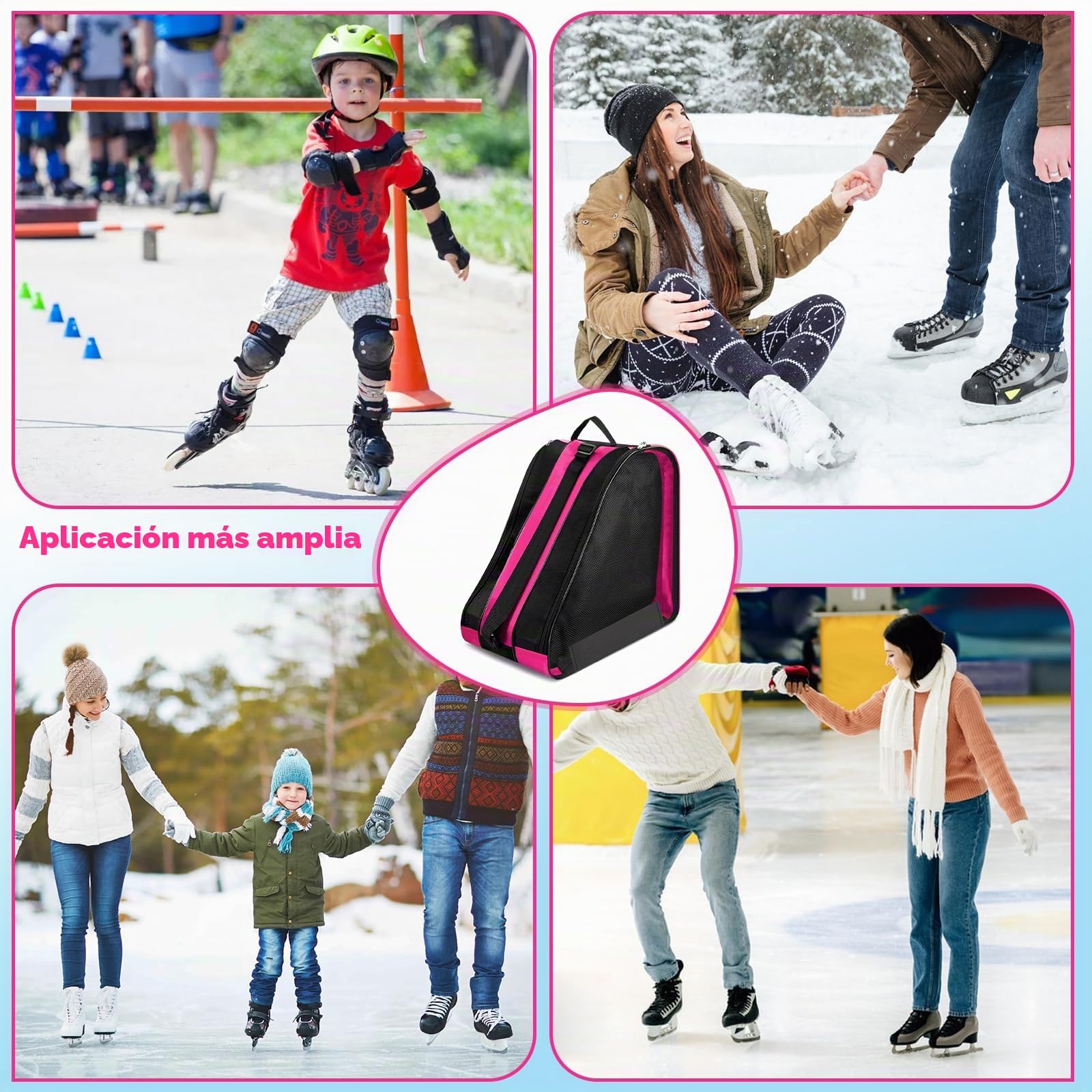 TOSAVGA Mochila para Patines en Linea Bolsa Patines Niña, Bolsa para Patines de Ruedas, Mochila Patines Bolsa Linea Guardar Patnes con 3 Compartimentos para Patines de Hielo y a Rueda