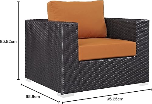 Vista 106 de Modway EEI-1911-EXP-ORA Convene - Muebles otomanos cuadrados de tela para patio, muebles de exterior, color naranja espresso Espresso Naranja