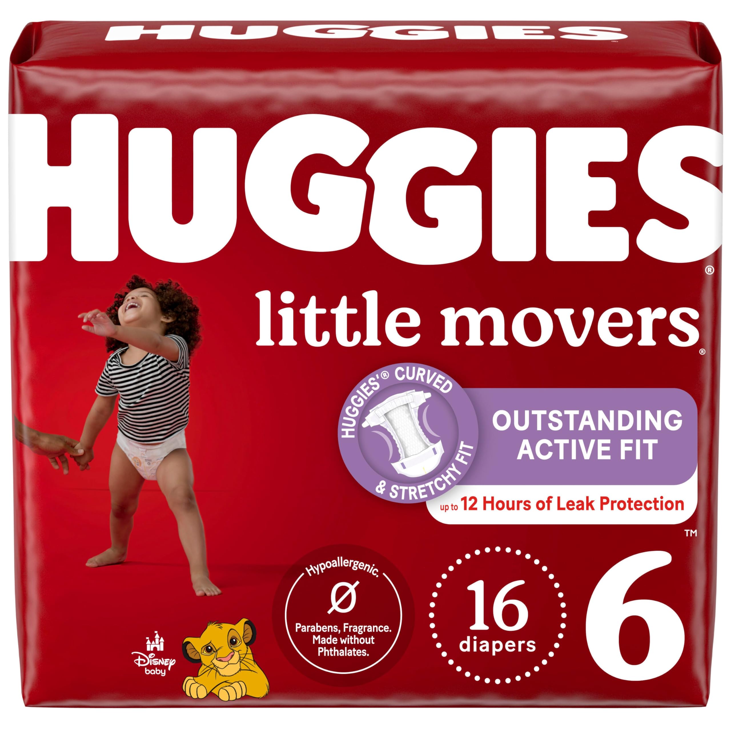 Huggies Size 6 Diapers, Little Movers Baby Diapers, Size 6 (35+ lbs), 16 Count, Packaging May Vary