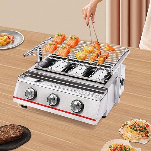 Miniatura 5 de KONKENIE 2800Pa Estufa de gas LPG comercial de acero inoxidable para exteriores, parrilla de mesa para exteriores, barbacoa, camping, fiesta,