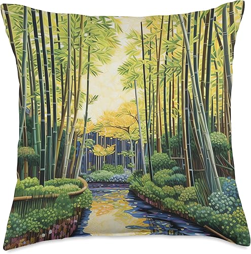 Miniatura 4 de Bamboo Brilliance Unveiled Reveling in Nature's Rich Colors Throw Pillow, 16x16, Multicolor
