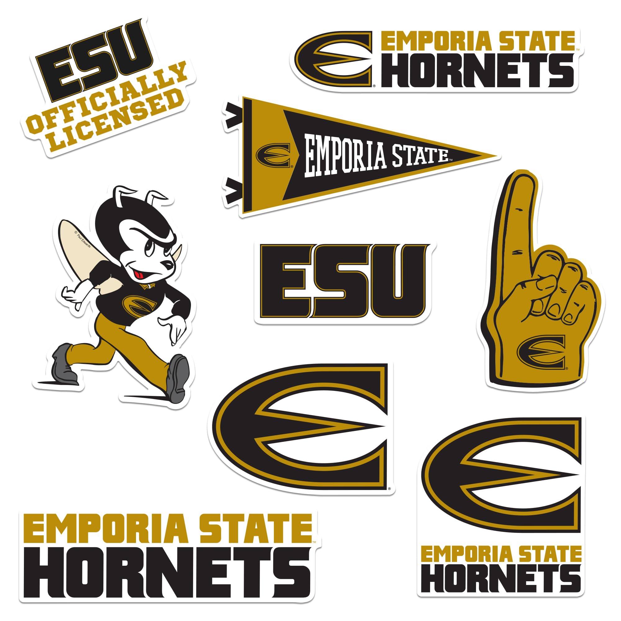 GRAPHICS &amp; MORE Emporia State University 8ct Vinyl Large Deluxe Stickers Variety Pack - Laptop, Water Bottle, Scrapbooking, Tablet, Skateboard, Indoor/Outdoor - Set of 8