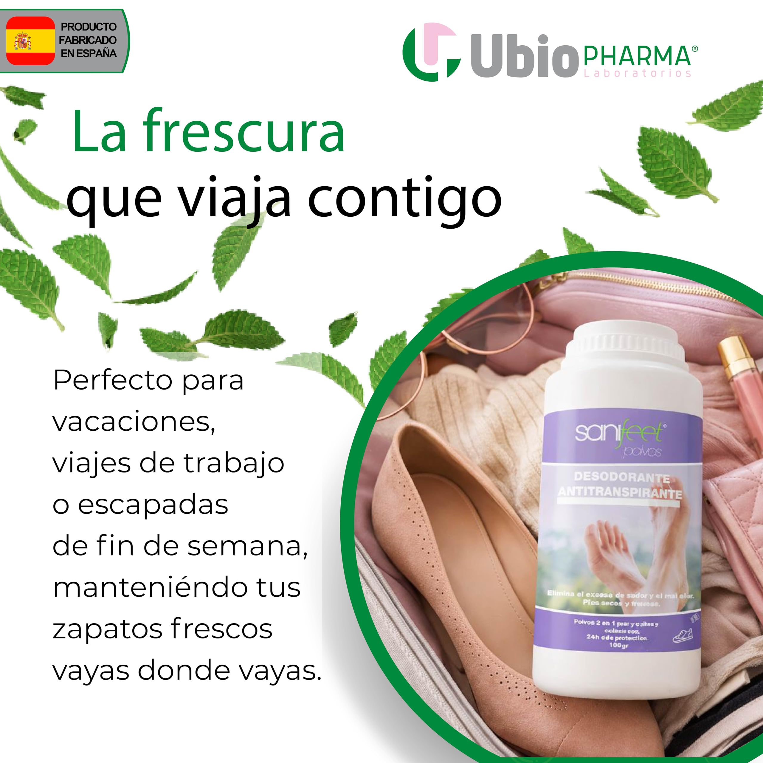 Sanifeet Polvos Desodorante para Pies y Calzado 100g Antitranspirante Natural con Talco Alumbre Óxido de Zinc y Menta – Elimina Mal Olor, Absorbe Sudoración, Refresca, para Zapatillas, Zapatos y Niños