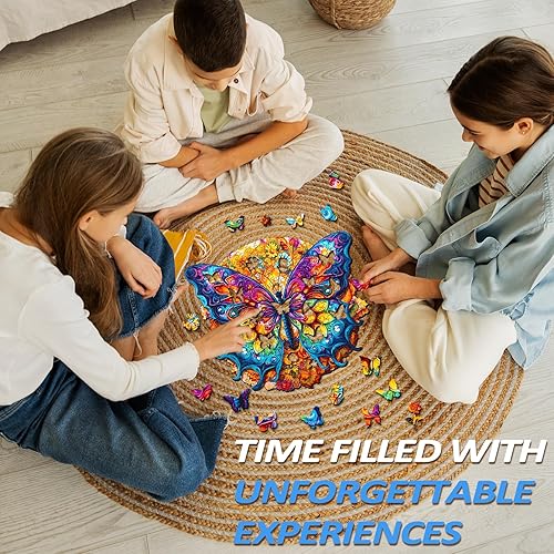 Miniatura 7 de Rompecabezas de madera para adultos, rompecabezas de mariposa con formas únicas de rompecabezas y caja de rompecabezas de madera, rompecabezas de