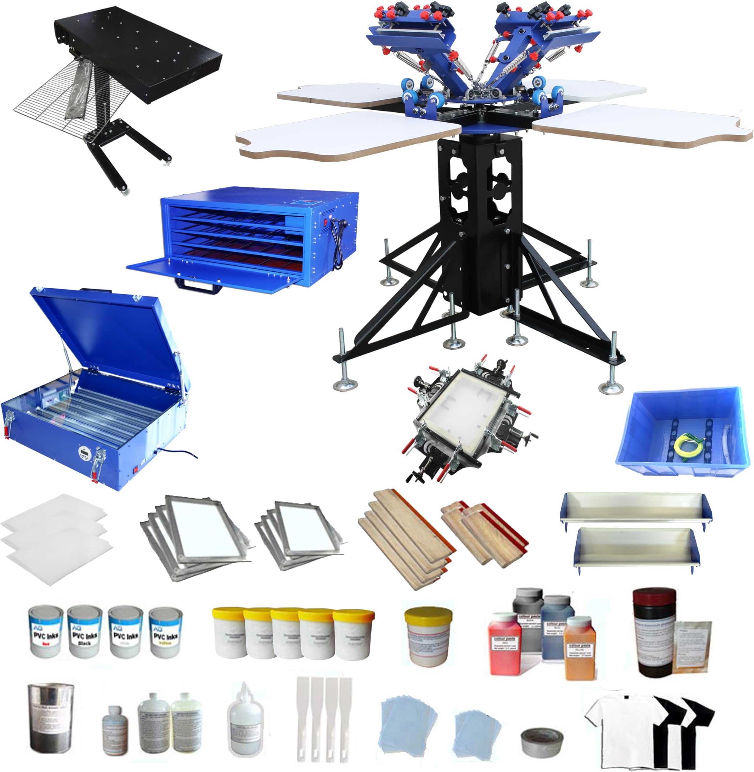4-4 Screen Printing Press with Materials Package Starter Whole Screen Printing Kit T-shirt Printing