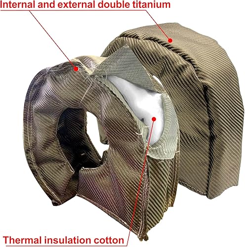 Miniatura 7 de T6 - Cubierta de titanio doble turbo interior y exterior, turbocompresor, cubierta de escudo térmico para T5 T6 Turbo con dos resortes de sujeción