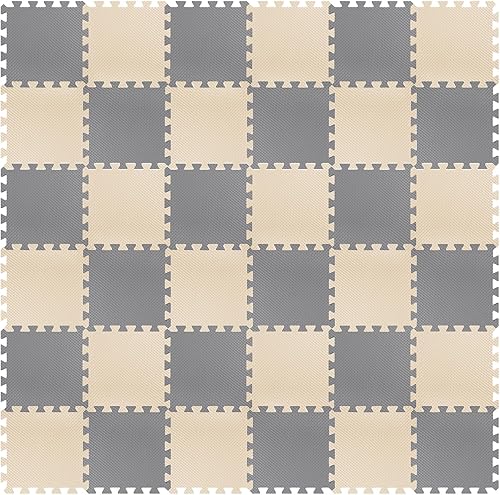 Tapete de juego de 100 azulejos de espuma con bordes para niños, bebés, niños pequeños, tapete de EVA multicolor de 12 x 12 pulgadas, acolchado de