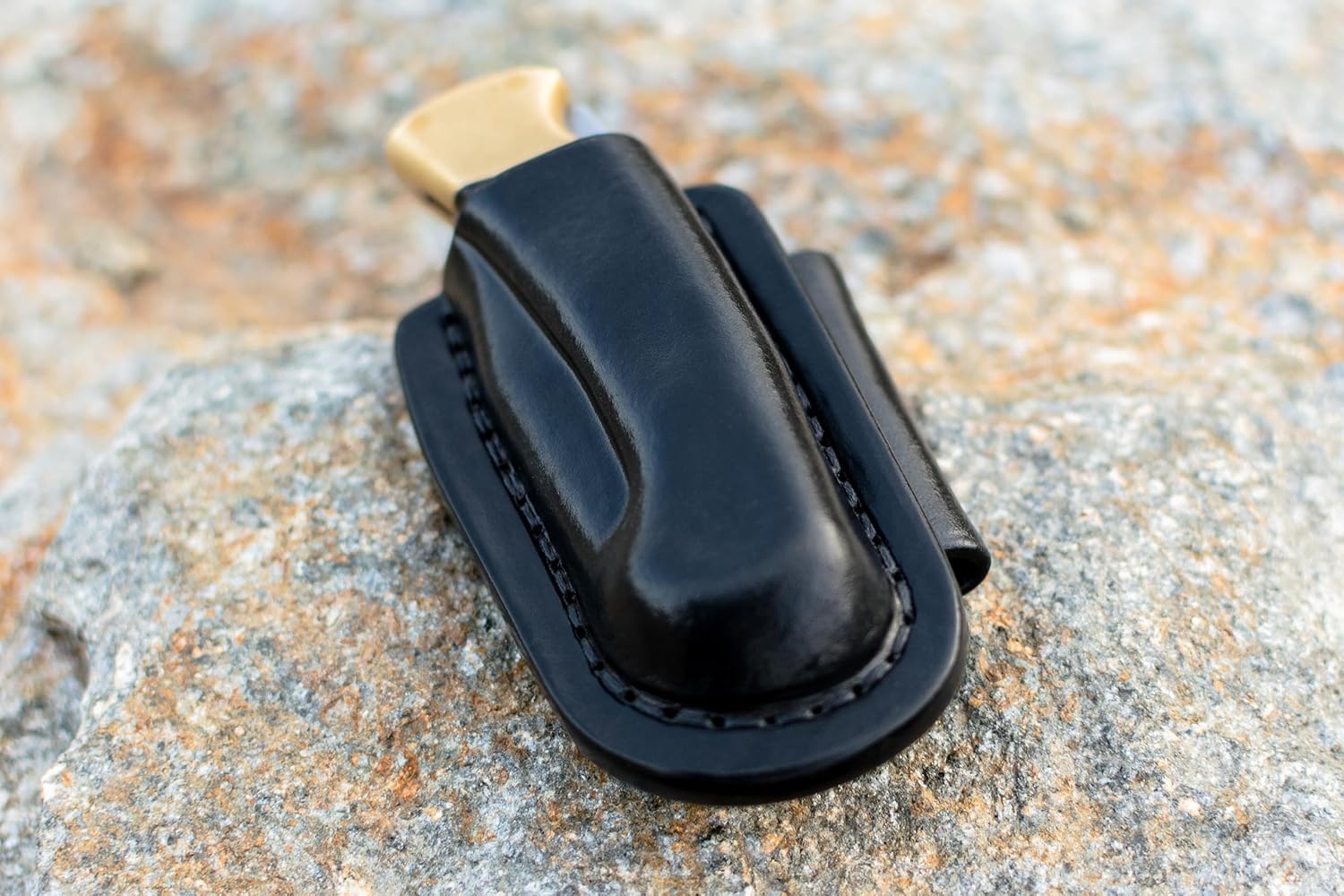 Black Horizontal Carry sheath with belt loop for Buck 112 Ranger, Buck custom leather sheath, pocket knife leather case, EDC knife