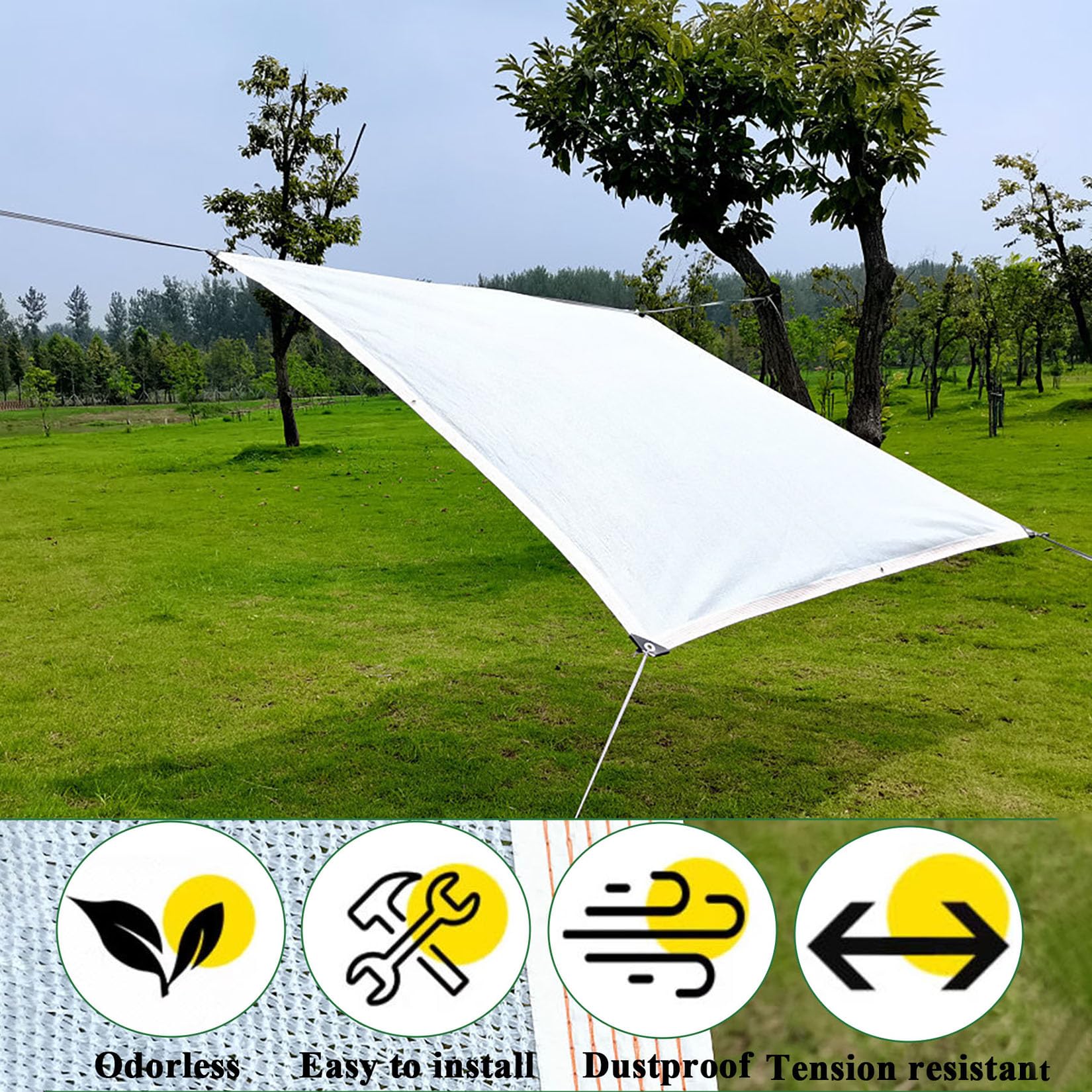 2X10m Sonnenschutznetz Weißes Schattierungsnetz mit Ösen 90% Verdunkelung UV-Schutz | Luftdurchlässiges Sonnensegel für Gewächshaus Terrasse Balkon Garten | Windschutz Beschattungsnetz