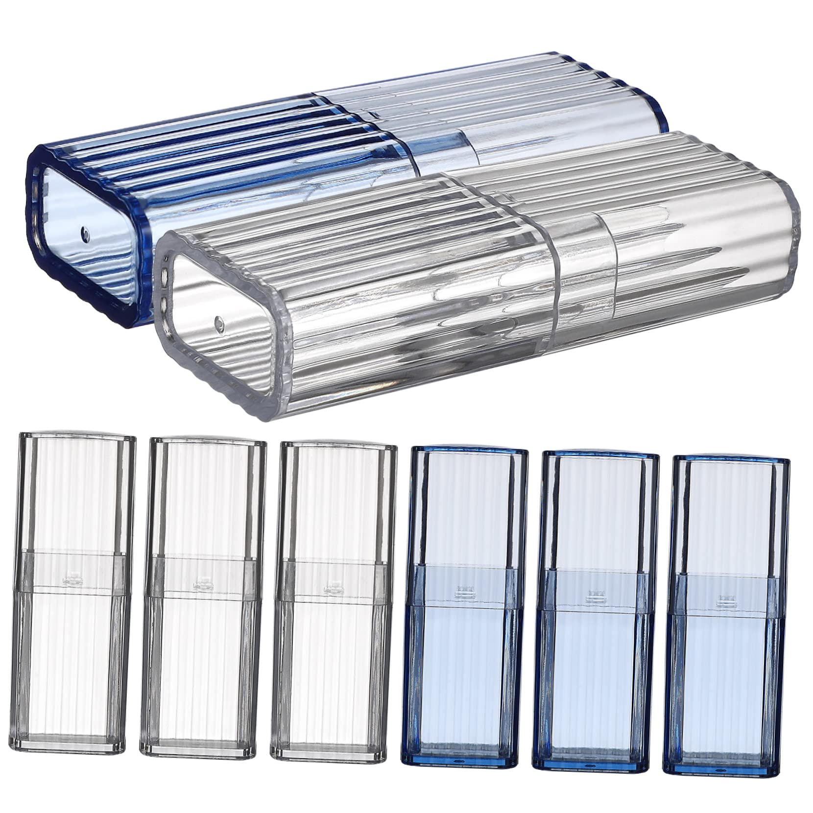 LALAFINA 8Pcs Transparent Mini Organizer Storage Boxes Portable Cotton Swab and Toothpick Containers for Easy Identification and Stylish Desktop Organization