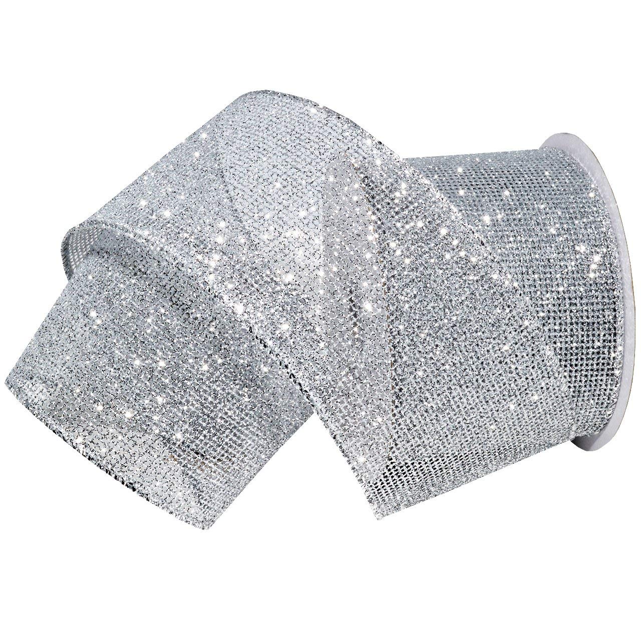 Morex Blaze Shiny Glitter Ribbon, Wired Polyester, 2.5 inch Morex Blaze Shiny Glitter Ribbon, Wired Polyester, 2.5 inch