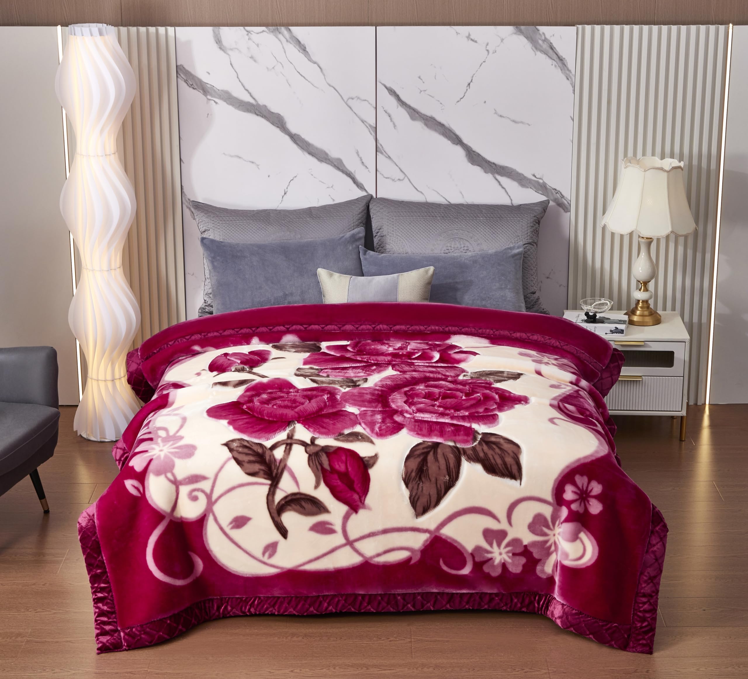 Couverture en vison coréen contre le froid, grand plaid lourd 2 plis 2kg