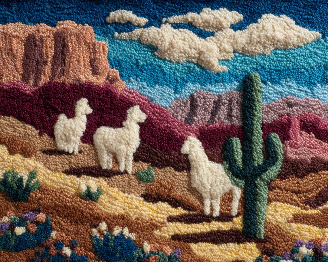 Henypt DIY Latch Hook Rug Kit Desert Animals 80x115cm