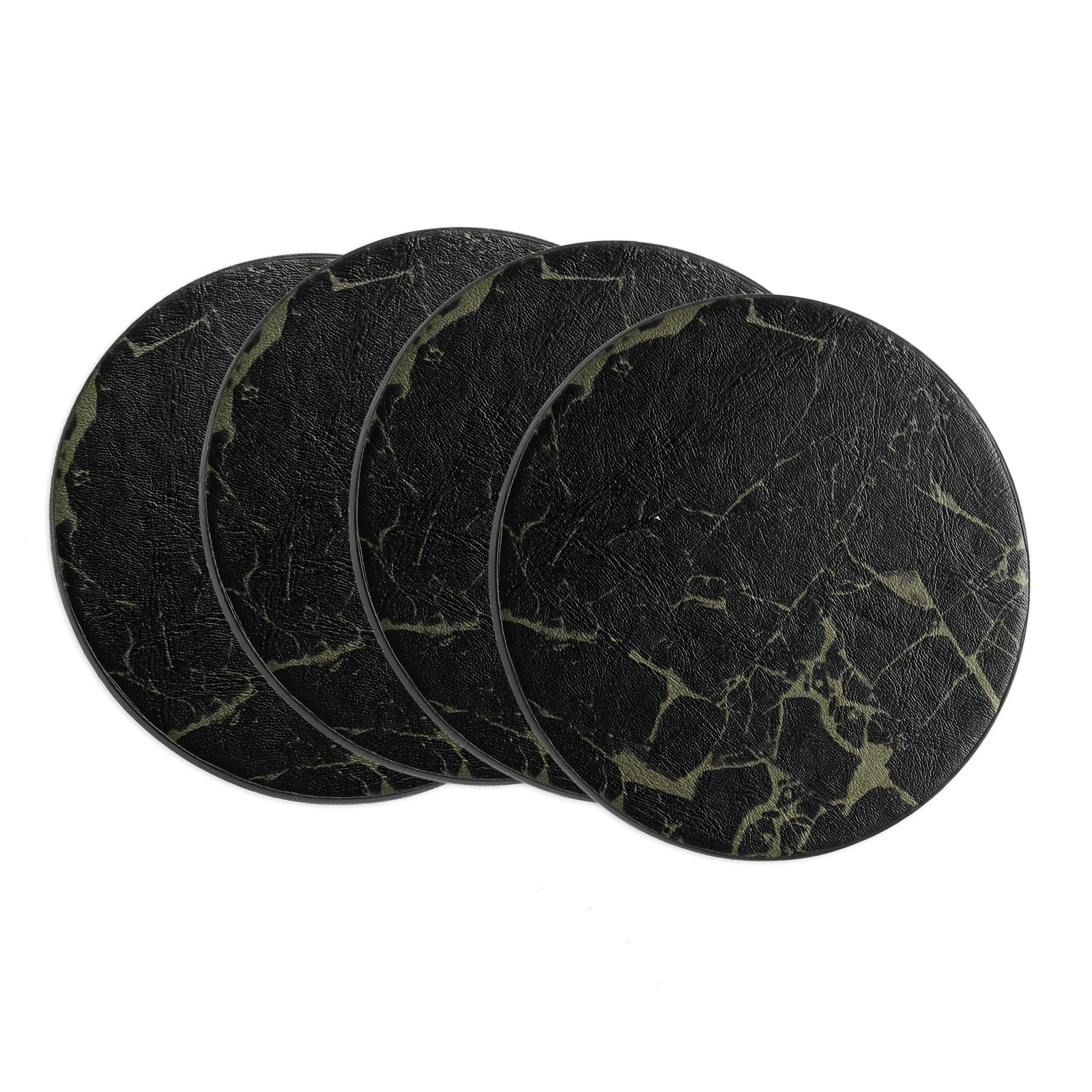 uxcell Round Drink Coasters Set of 4 Marble Style Dual Sided Non-Slip Non-Stick Waterproof Leather Coasters for Drinks Coffee Table