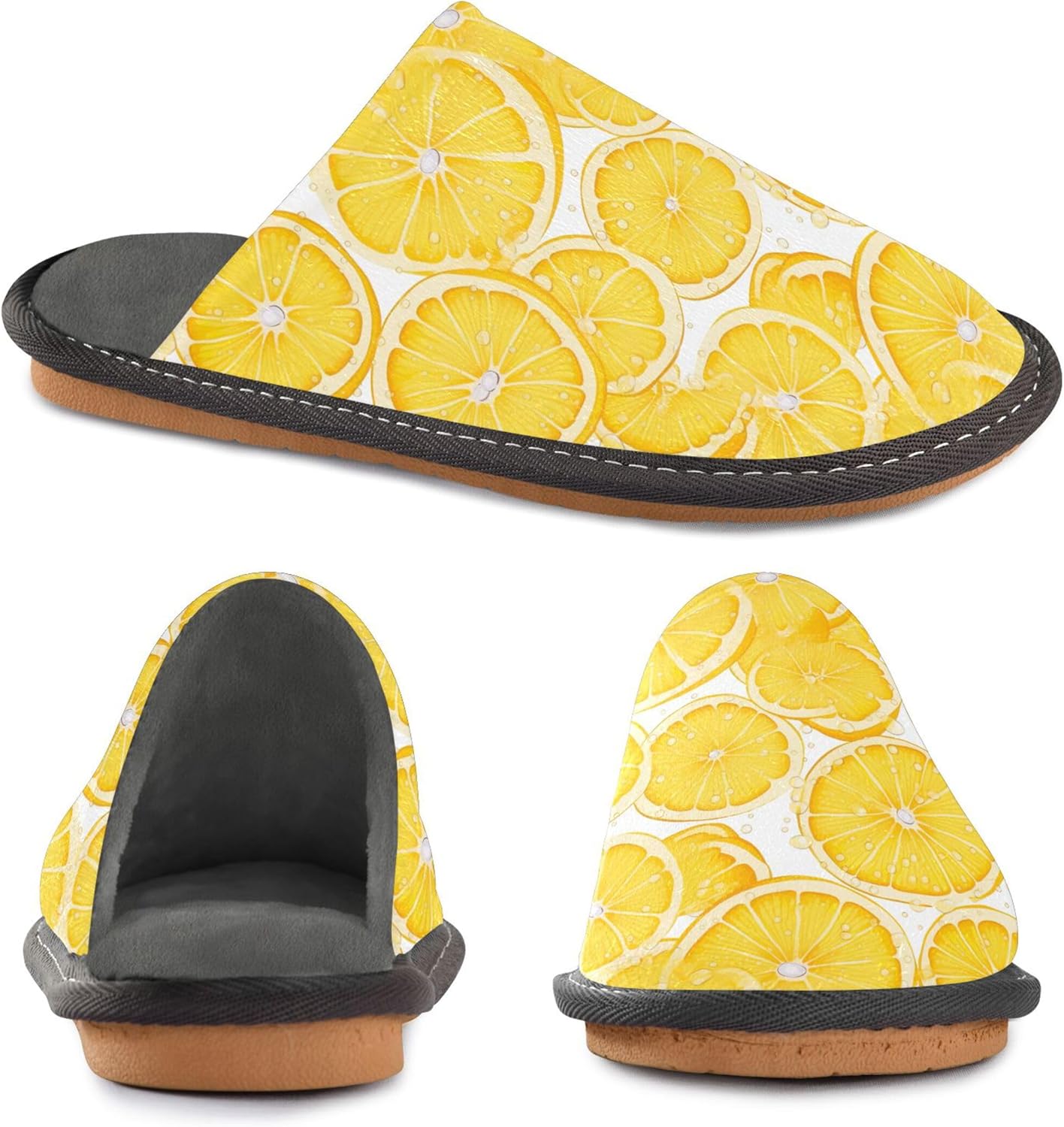 Lemon Fruit House Slippers – Cozy Fuzzy Slippers for Guests, Washable & Disposable, Perfect for Shoeless Home, Spa & Hotel Use A111476