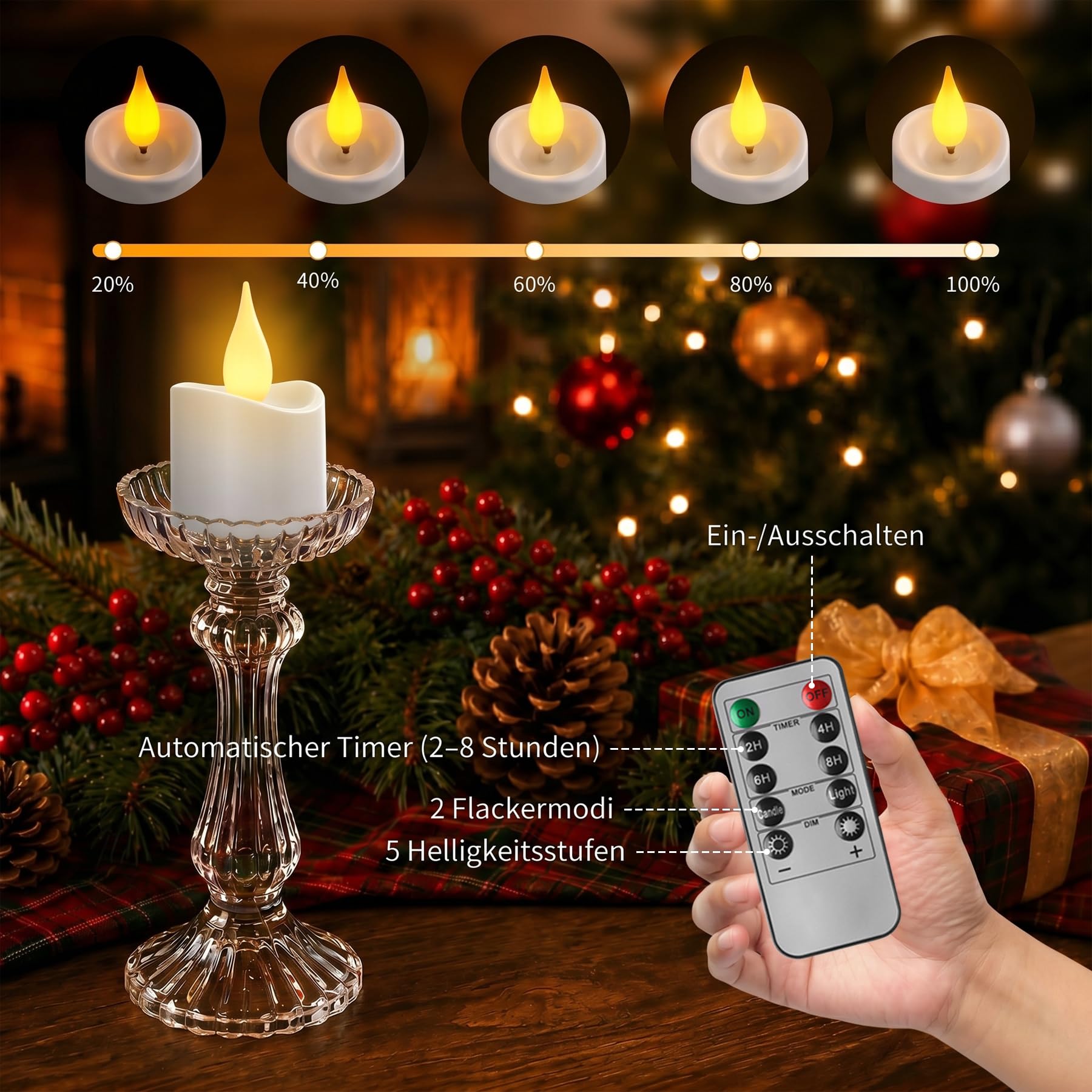 sylvwin 12 Stück Wiederaufladbare LED Kerzen, LED Teelichter mit Fernbedienung Timer, Warmweiß Dimmbar Elektrische Kerzen mit Ladestation für Hochzeiten Party Zimmer Wohnzimmer Weihnachten Deko