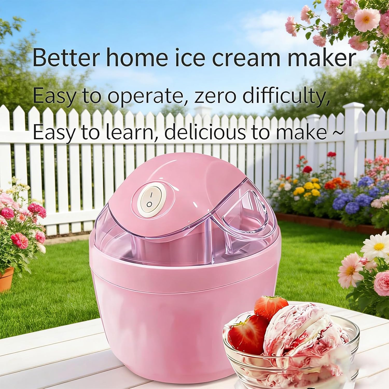 Small Home Mini Ice Cream Maker, 17oz Automatic Ice Cream Machine for Homemade Frozen Yogurt, Ice Cream & Sorbet, 15-Minute Quick Freeze with One-Touch Operation for Adults at Home (Blue)