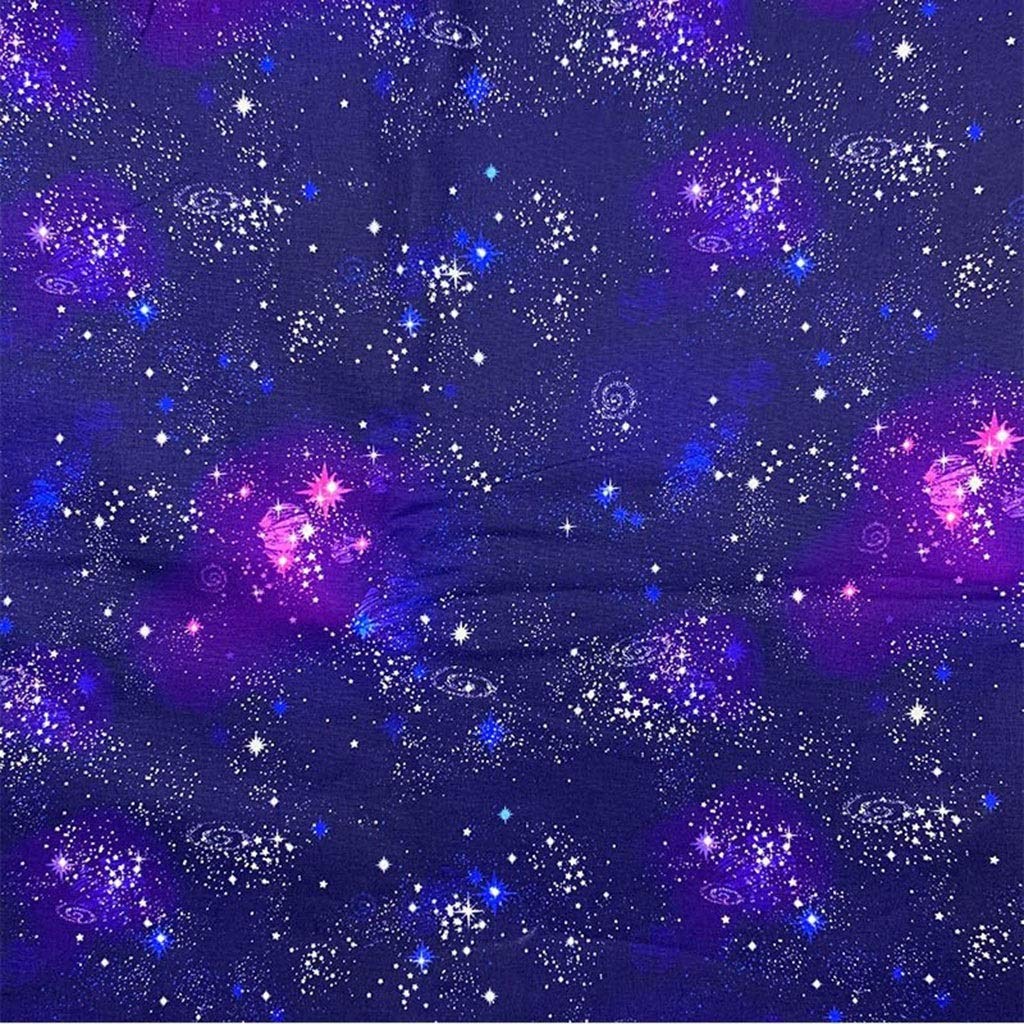 BU 1 Pieza de Tela de 110 cm con Estampado de Galaxia Azul Oscuro, Tela de algodón for Manualidades, Costura, Bolsas de Tela, decoración del hogar y Fiestas.(Wide 110cmx100cm)