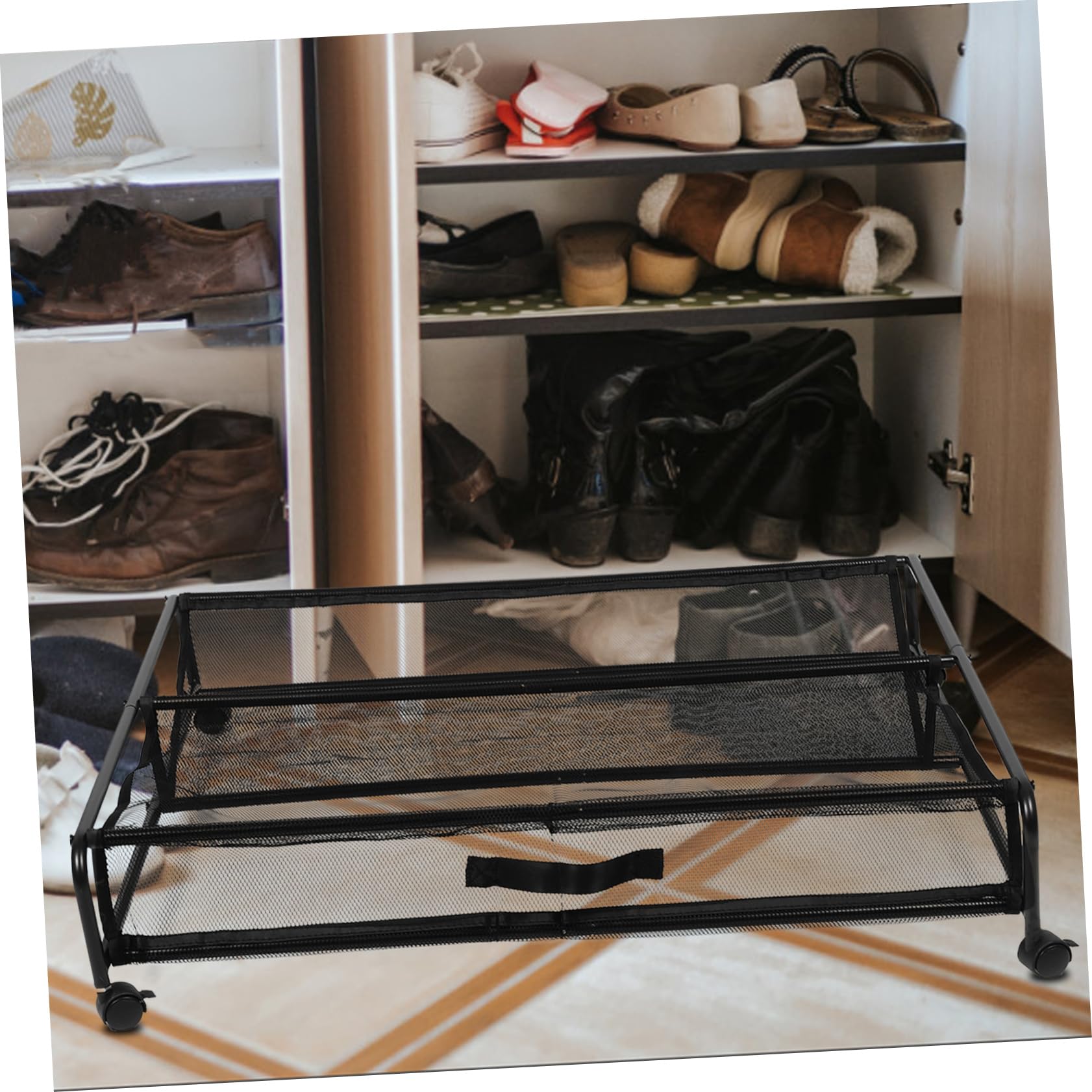 MAGICLULU Contenitore Sottoletto con Ruote, Scarpiera in Ferro con Rete Traspirante, Facile da Montare, per Scarpe e Oggetti Sotto Letto
