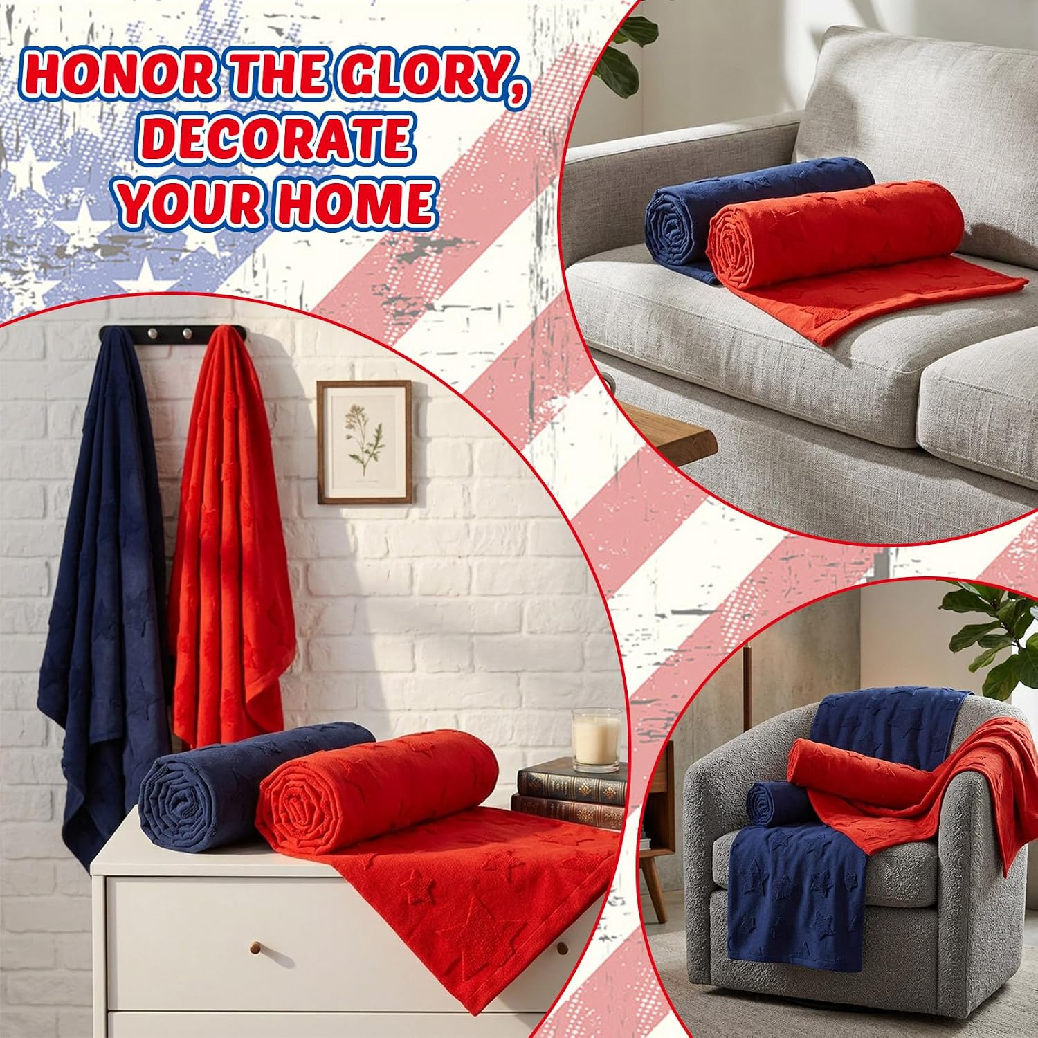 2 Pack Large 4th of July Bath Towels Patriotic Bathroom Towels 100% Cotton Independence Day 250th Anniversary USA Bath Towel Fourth of July Decor for Kitchen Homewarming Gifts,28 x 55 in