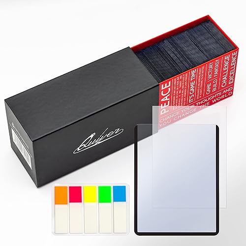 Quiver Time 100 cargadores superiores negros de 3 x 4 para tarjetas, fundas de plástico duro duraderas de 35 puntos para tarjetas deportivas,