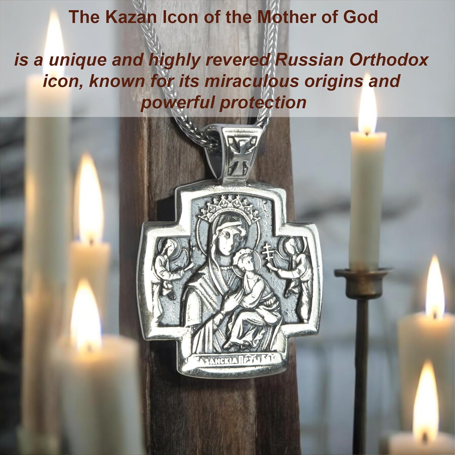 Double-Sided Orthodox Cross Necklace Sterling Silver 925 - Byzantine Greek Cross Pendant with Jesus Christ & Virgin Mary - Authentic Christian Religious Jewelry for Men Women - Handmade - Image 3