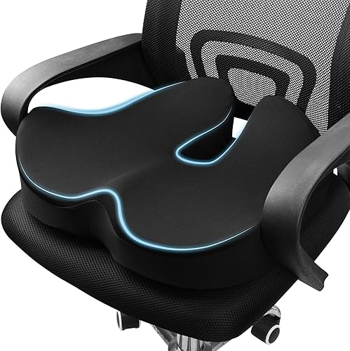 Cojín de espuma viscoelástica para silla de ruedas, alivia el dolor en el coxis, necesario para personas que se sientan durante mucho tiempo para