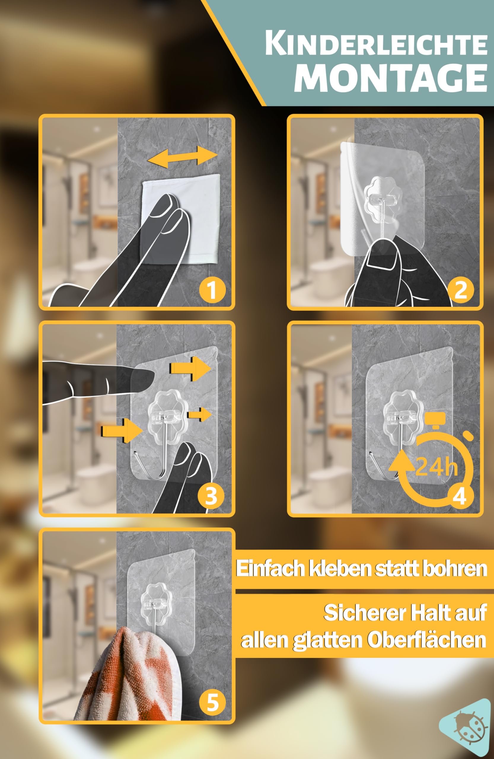 Ganci Adesivi Trasparenti - 10 Pezzi Con Portata Fino A 10 Kg, Senza Forare