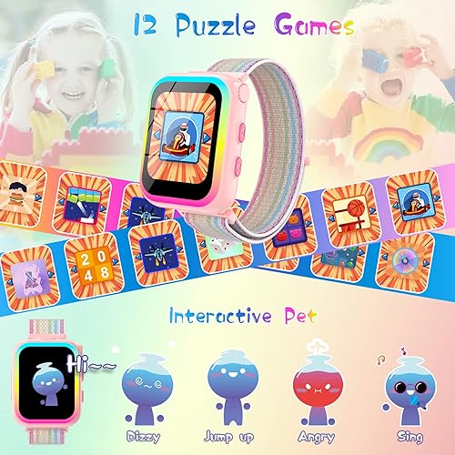 Miniatura 9 de Hewitto Smart Watch for Kids - Kids Smart Watches Girls with Rotatable Camera Audio Books Games Video Music Player Alarm Clock Pedometer, Kids Watch