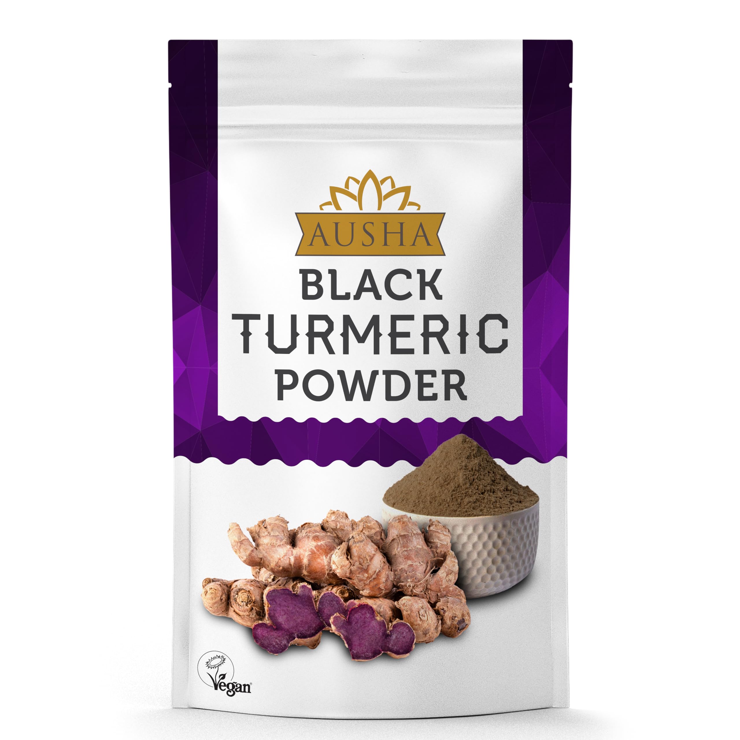 Ausha Black Turmeric Powder 100g - Turmeric Shot, Joint Pain Relief, Energy, Stamina - Add to Juices, Smoothies