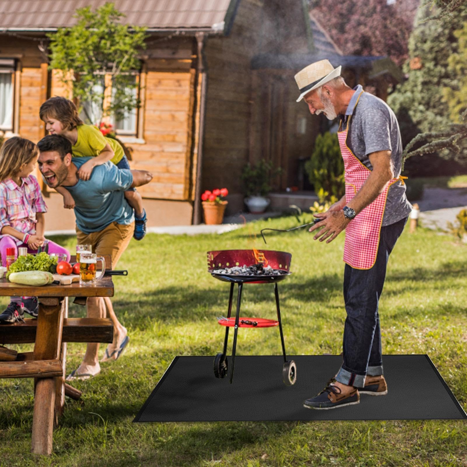 Tapis de Cuisson pour Plancha Protège-Sol Ignifuge pour Feu de Camp