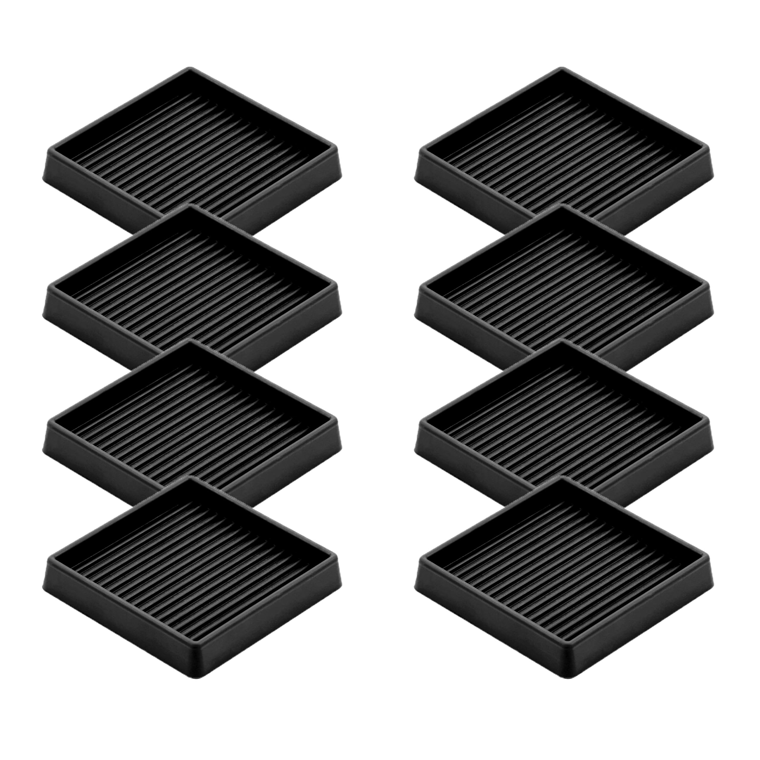 3X3 Rubber Caster Cups, Non Slip Furniture Pads, Anti-Slip Gripper, Anti Skid Furniture Feet, Anti Slide Floor Protector for Bed Couch Stoppers (8 Pack, Black)