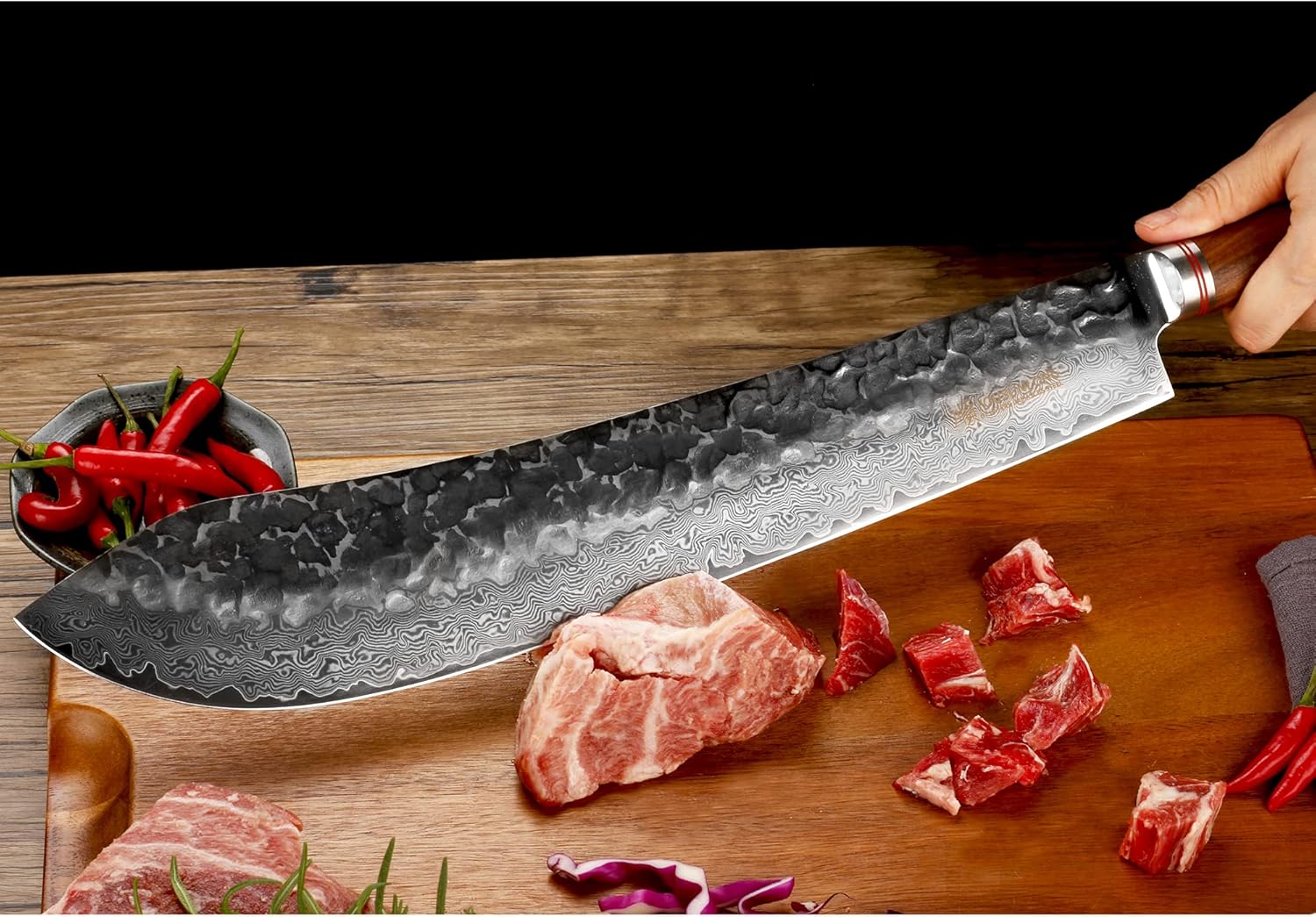 Cuchillo Barbacoa Profesional Cuchillo Cortar Carne SHANGDAO 25cm - Acero Damasco VG10, Mango Resina Ergonomico Cuchillo Chef Ergonómico