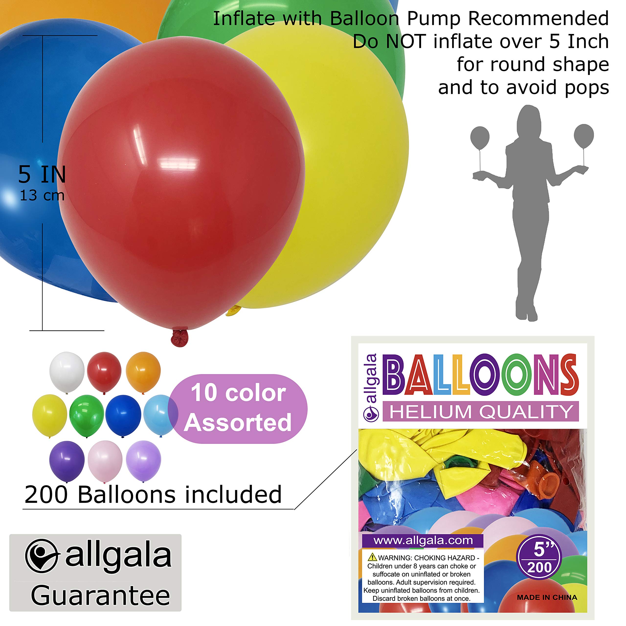 Amazon.com: Allgala 200 Count 5 Inch Helium Grade Premium Latex