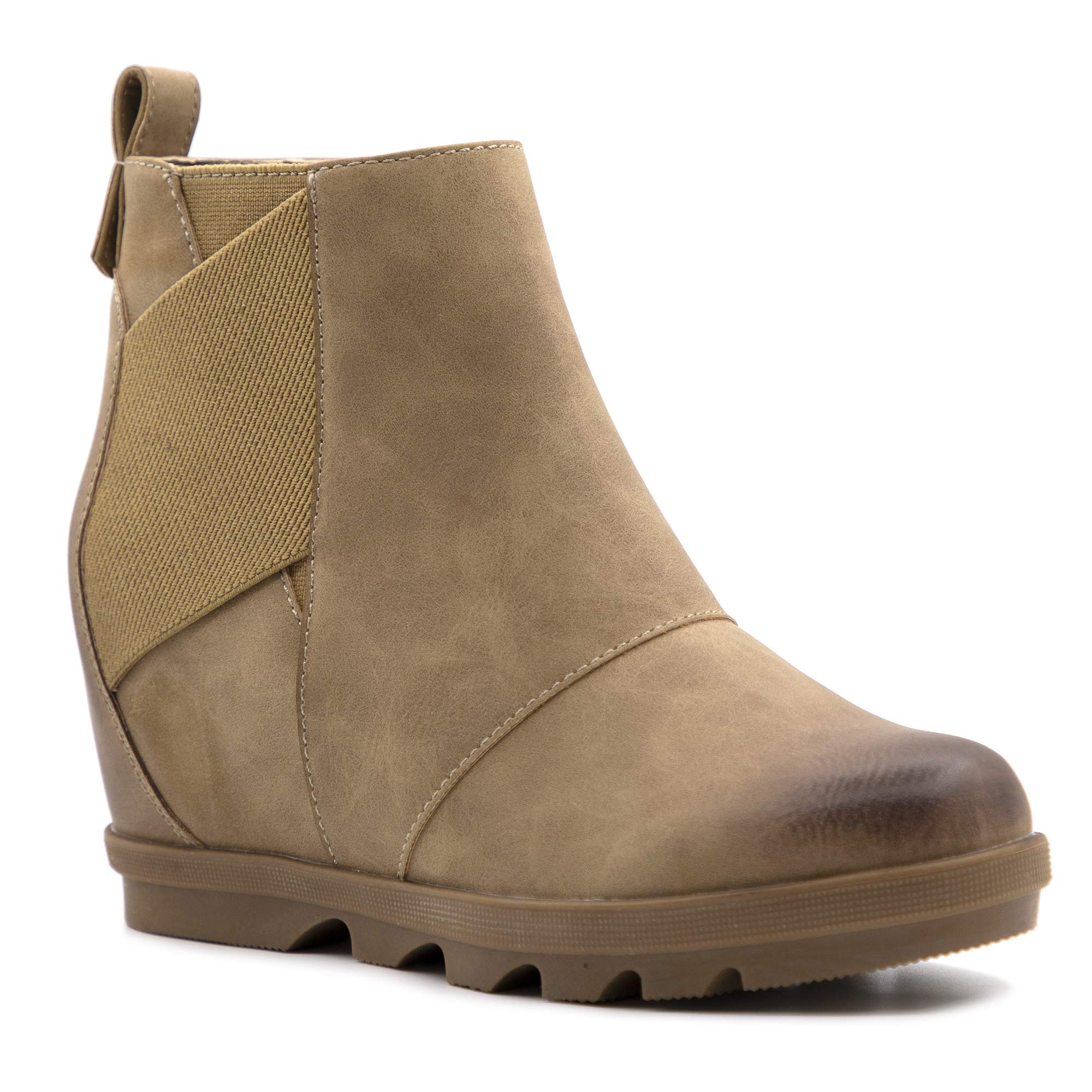 AthlefitWomen's Wedge Boots Comfortable Ankle Wedge Booties