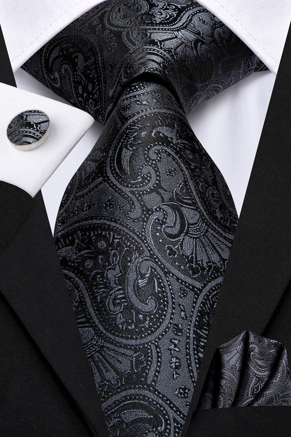 Dubulle Mens Paisley Striped Tie WOVEN Necktie for Men and Handkerchief Cufflinks Set Wedding Formal Business - Image 6