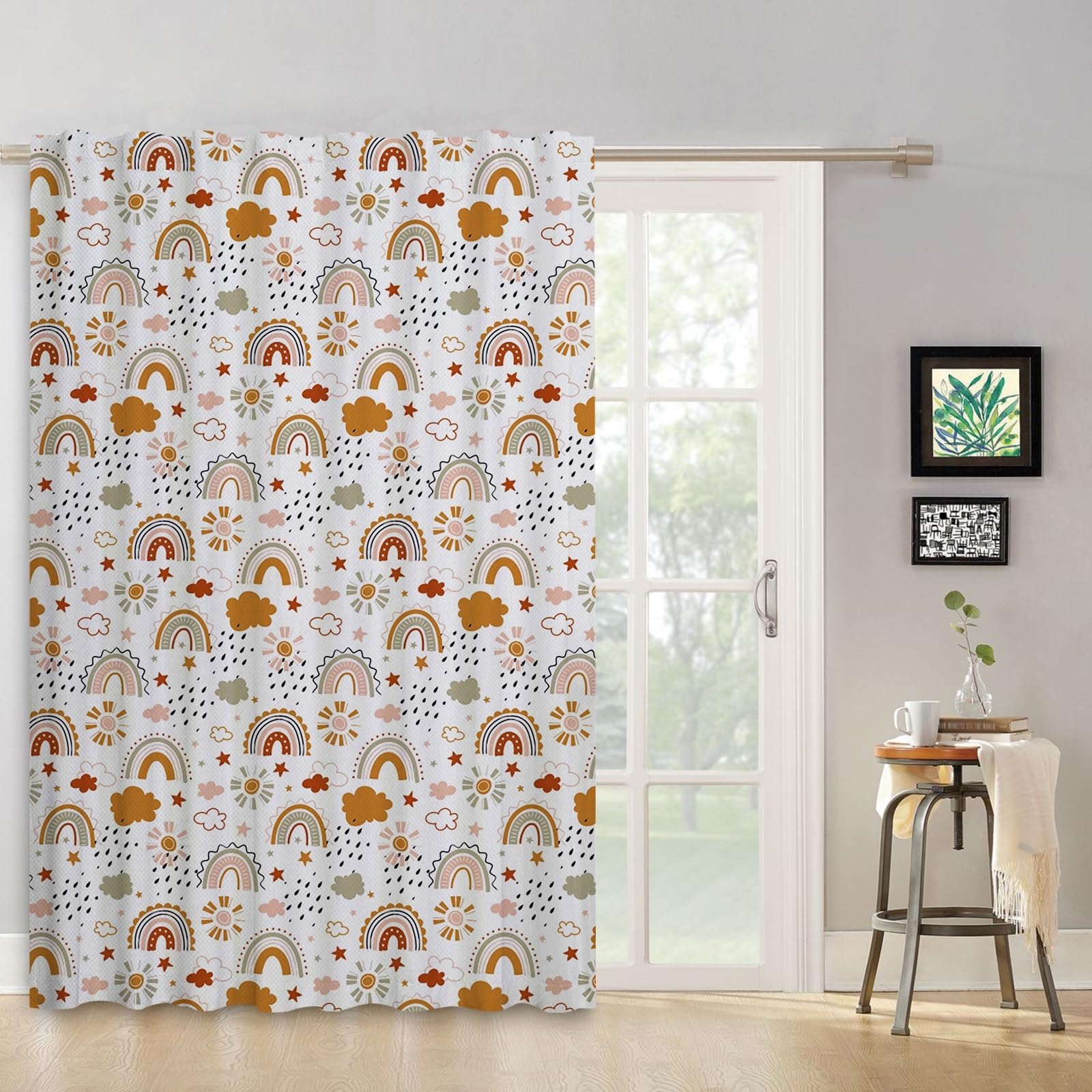 ggaimwf Rainbow Curtains Pencil Pleat Sun Clouds Hobo Style Rainbow Curtains Kids Bedroom Window Treatment for Child Girls Living Room Nursery Cafe Interior Divider Curtain Tier 132x214cm 1 Panel - Image 2