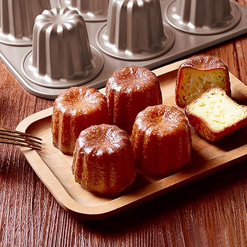Miniatura 9 de Molde de canele antiadherente para magdalenas, molde de acero al carbono, bandeja para hornear pasteles franceses, 12 tazas para hacer mini pan,