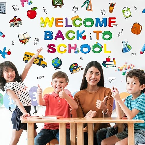 Miniatura 6 de 68 piezas de decoración de borde de boletines de 100 días de escuela, autobús escolar, libro recortado, mochila escolar, globo de casa, globo para