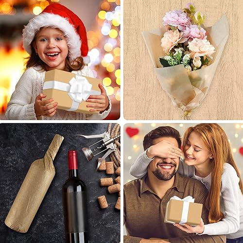 Miniatura 7 de NEBURORA Papel de seda kraft para bolsas de regalo, 60 hojas de papel de seda de regalo beige a granel de 14 x 20 pulgadas, papel de regalo marrón