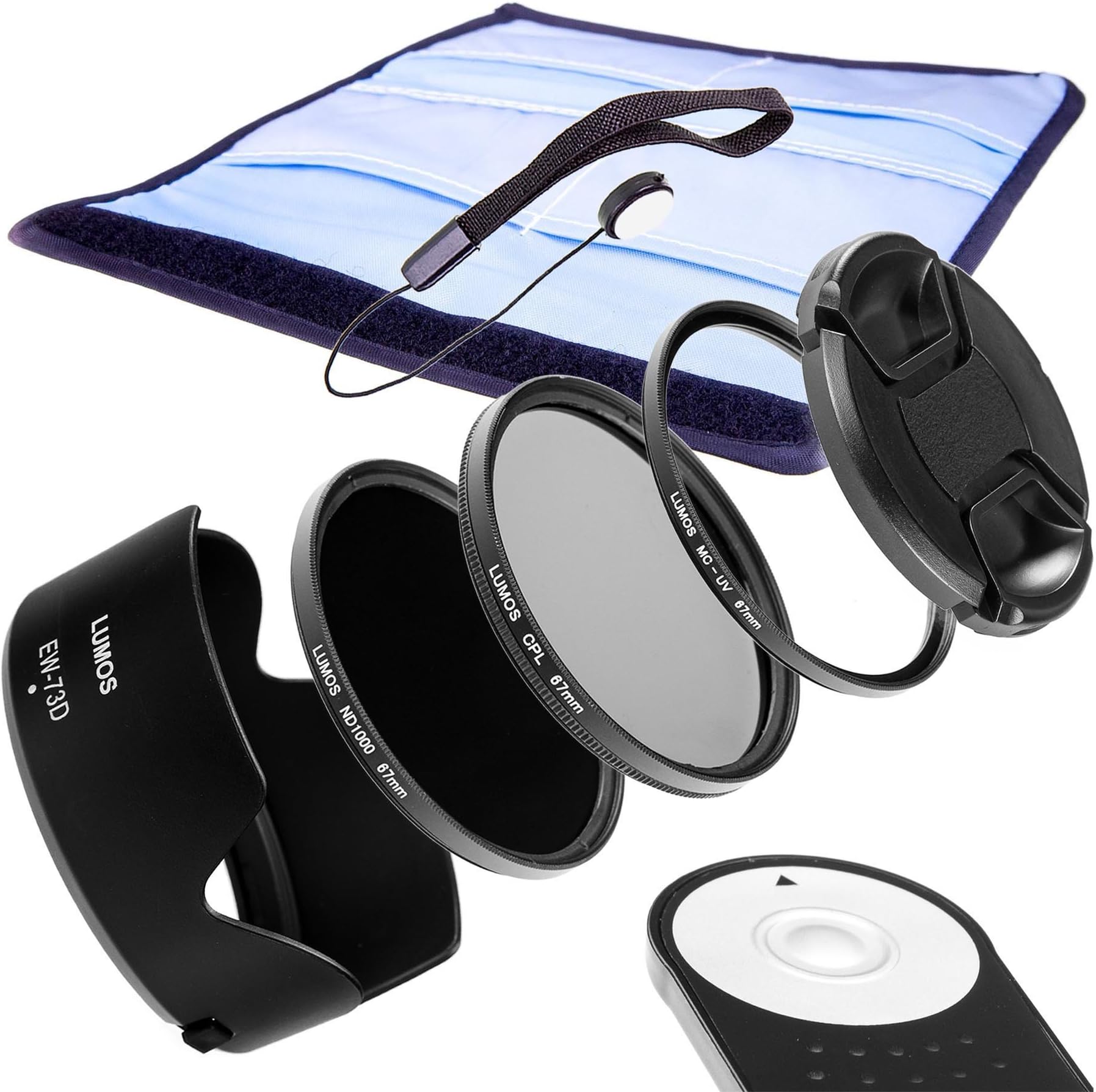 Lumos Remote Shutter Release RC-6 Bayonet Lens Hood EW 73D ND1000 filter CPL MC UV Filter Lens Cap Holder 67 mm Case Accessory Set for Canon Lens EF-S 18-135 mm IS STM (Stepper Mode) Lens Kit Digital SLR Camera EOS 36D