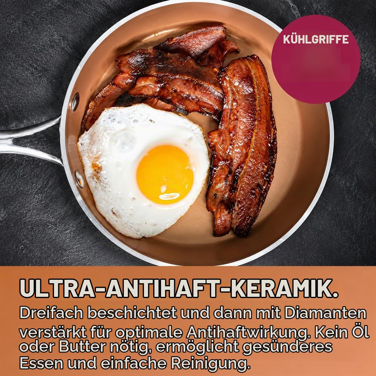 Gotham Steel Hammered Copper Collection — 15-teiliges Premium-Koch- und Backgeschirr-Set mit Antihaftbeschichtung, Aluminiumzusammensetzung — beinhaltet Bratpfannen