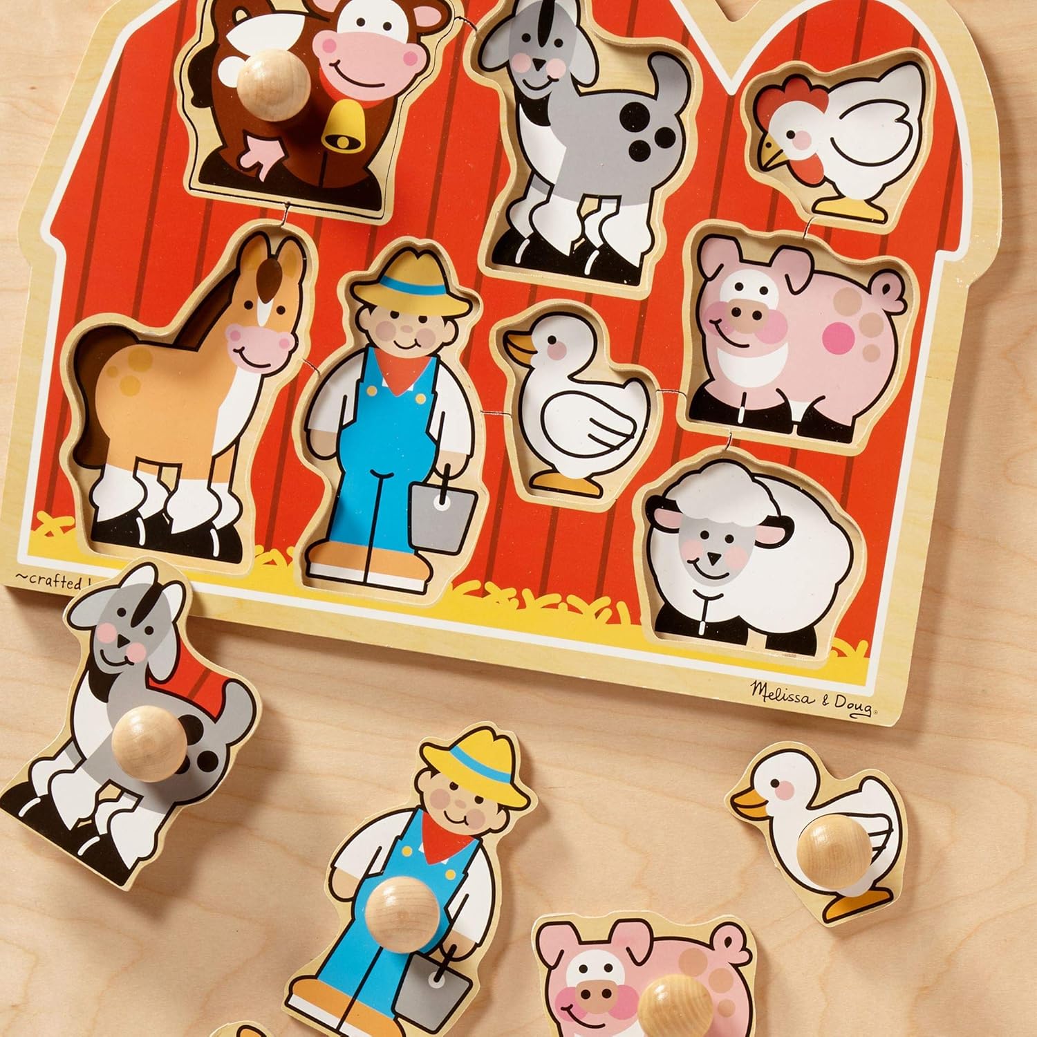 Melissa & Doug Jumbo Knob Wooden Puzzles - Shapes and Farm Animals : Melissa & Doug: Toys & Games