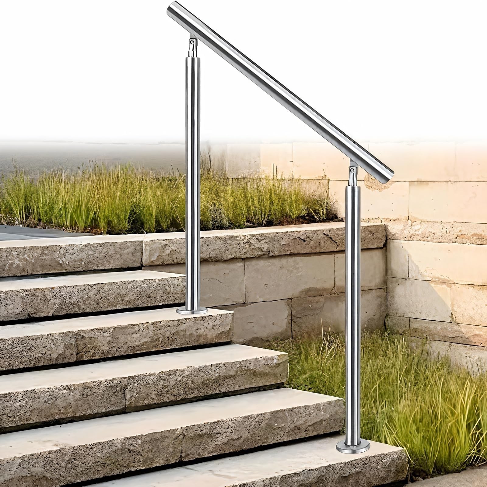 Rampe escalier extérieur inox pour sécuriser le jardin